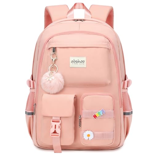 abshoo Big Student Laptop Backpack For College Women Middle High School Teen Girls Bookbag Travel Daypack (Peach Pink) - color: Peach Pink