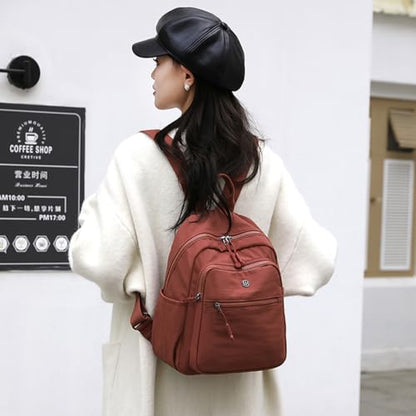 Tanweibago Mini Nylon Women Backpacks,11L Small Ladies backpacks Casual Lightweight Women Shopping Travel Daypack (Y2-Brick Red) - color: Y2-brick Red