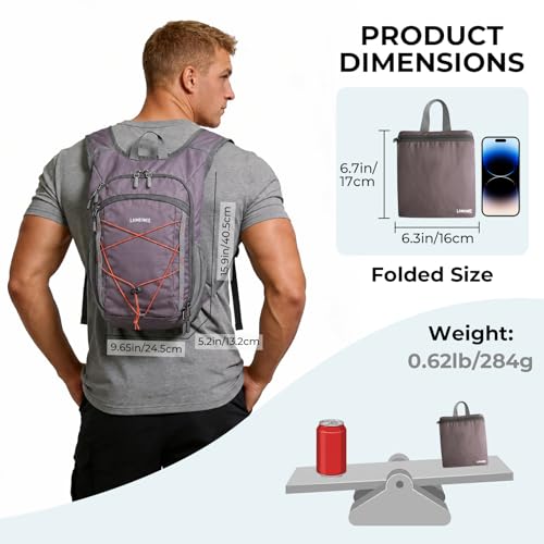 13L Small Hiking Backpack for Women Men, Lightweight Foldable Day pack, Packable Daypack for Travel, Camping (Light Purple) - color: Light Purple
