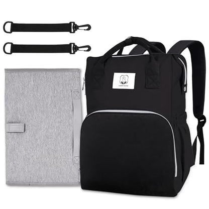 Diaper Bag with Changing Pad, Large Baby Bags Backpack with Stroller Straps & Insulated Pockets, Multifunction Waterproof Travel Diapers Back pack for Women & Man, Black - color: Black