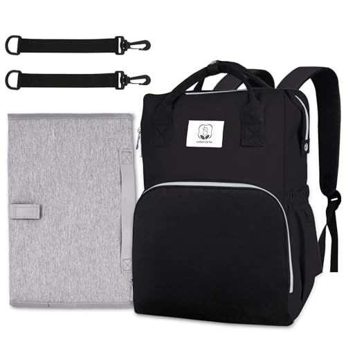 Diaper Bag with Changing Pad, Large Baby Bags Backpack with Stroller Straps & Insulated Pockets, Multifunction Waterproof Travel Diapers Back pack for Women & Man, Black - color: Black