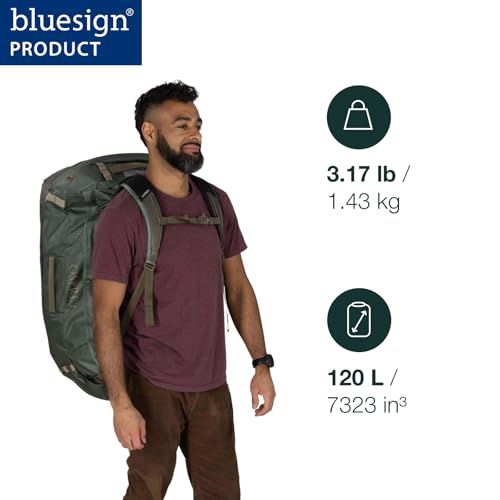 Osprey Transporter Lightweight Travel Duffel Bag - Extra Large Water Resistant Durable Gear Bag for Men and Women - color: Blue Flame/Nocturnal Blue, style: 120l
