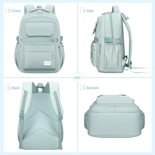 PRAGARI Kids School Backpack for Teens Girls Aesthetic Green Backpack Lightweight College Laptop Casual Travel Bookbag - color: Green