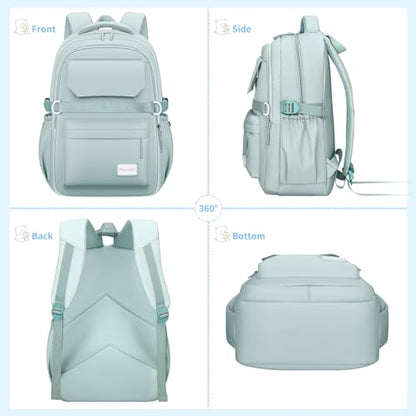 PRAGARI Kids School Backpack for Teens Girls Aesthetic Green Backpack Lightweight College Laptop Casual Travel Bookbag - color: Green