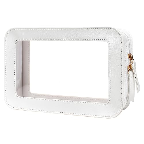 LETGO Clear Makeup Bags, TSA Approved Toiletry Bag with Zipper,Transaparent Beach Makeup Organizer Bag for Beach Travel Essentials,Clear Cosmetic Bags for Women Men(O-Beige) - color: O-Beige
