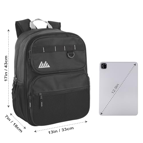 Summit Ridge Travel Backpack for Men and Women, Spacious Work Daypack with Water Bottle Pockets (Black) - color: Black