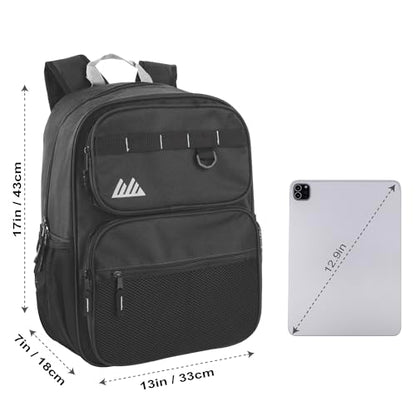 Summit Ridge Travel Backpack for Men and Women, Spacious Work Daypack with Water Bottle Pockets (Black) - color: Black