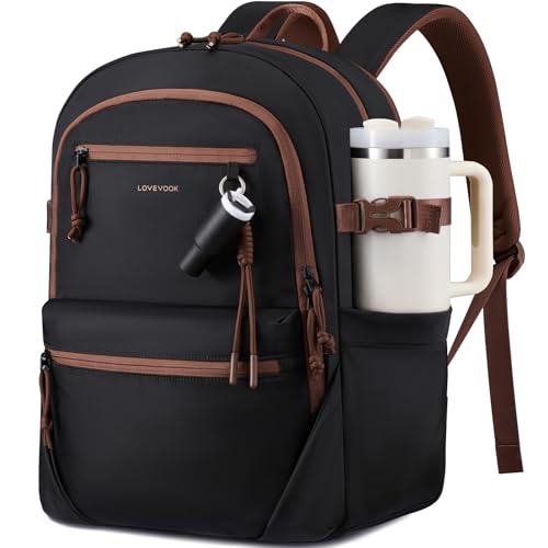 LOVEVOOK Laptop Backpack with Cute Pendant,18.4 Inch Travel Work Backpack Computer Laptop Bag with Large Cup Holder,Waterproof Nurse Teacher College Carry on Backpack Purse,Gifts for Women & Men,Black - color: Black, size: 18 Inch