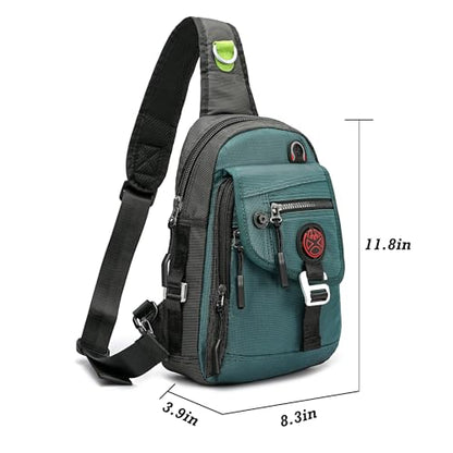 NICGID Sling Bag Chest Shoulder Backpack Crossbody Bags for Tablet Laptop Outdoor Hiking Men Women - color: Dark Green-2629