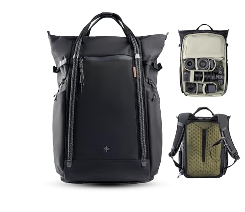 PGYTECH OneGo Roamer Tote Camera Backpack, 25L Water-Resistant Dual Carry Tote Bag for DSLR/Mirrorless Cameras, DJI Mavic Drone, 16" MacBook Air, Tripod Holder, Side/Top Access - Matte Black - color: Matte Black, size: 25L