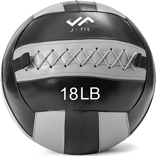 JFit Wall Ball – Premium Soft Weighted Exercise Ball for Strength, Conditioning, Gym & Home Workouts, 4-30 LB - color: Gray/Black, style: 18 LB