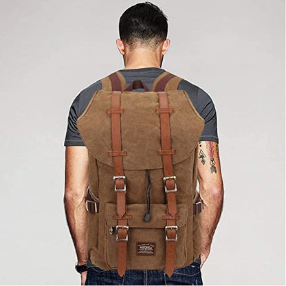 KAUKKO Laptop Backpack Travel Outdoor Weekend Bag Carry on Daypack Stylish and Durable Rucksack Hiking Backpack Fits 15.6"(5-1-brown) - color: Canvas Brown, size: Large