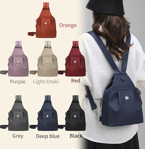 3 in 1 Anti Theft Travel Tote Bag, Waterproof Convertible Capacity Backpack, Lightweight Sling Crossbody Bag for Women's Outdoor (Deep blue) - color: Deep Blue