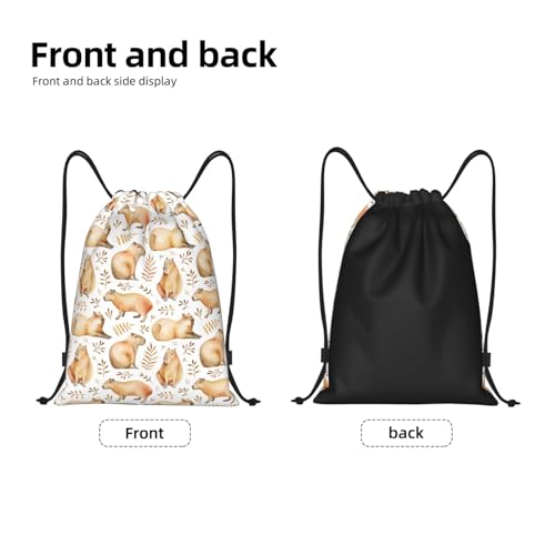 Gianlaima Capybara Leaves Watercolor Funny Drawstring Bags Backpack Bag Sport Gym Sack String Bag Yoga Dance Travel Bag For Men Women - color: Black43