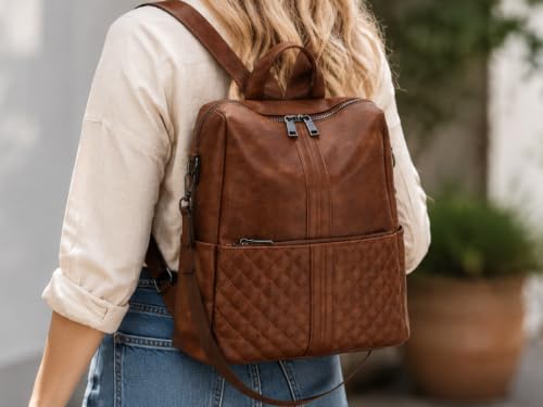 sqlp Fashion Backpack Purse for Women Faux Leather Ladies Handbags - color: Brown, size: Large