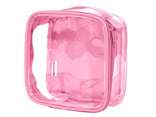 EzPacking Clear TSA Approved 3-1-1 Travel Toiletry Bag for Carry On/Quart Size Transparent Liquids Pouch for Airport Security/Reusable See Through Vinyl & PVC Plastic Organizer Men Women (Rose) - color: Rose