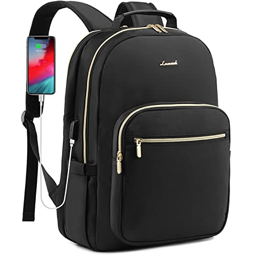 LOVEVOOK Laptop Backpack Purse for Women, Work Travel Computer Bags, Quilted Casual College Daypack with USB Port, Fit 15.6 Inch Laptop, Black - color: Black D, size: 15.6-Inch