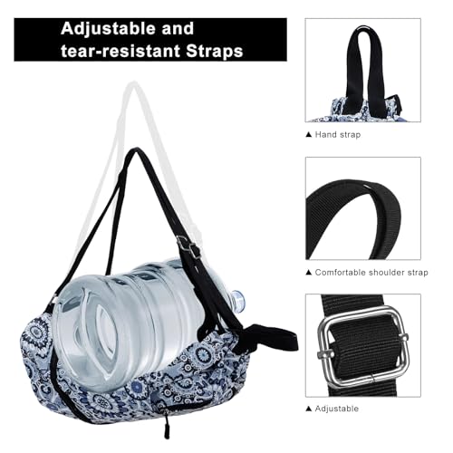 Kamo Drawstring Backpack Bag - Sport Swimming Yoga Backpack with Shoe Compartment, Two Water Bottle Holder for Men Women Large String Backpack Athletic Sackpack for Travel - color: Blue Circle Flower