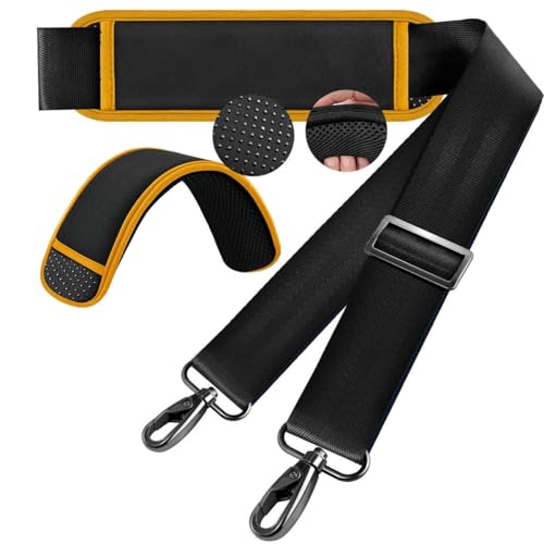 60" Shoulder Strap with Adjustable Thick Removable Pad and Metal Swivel Hooks Fit Laptop Crossbody Bag,Briefcase Duffel Bags - color: Black Yellow