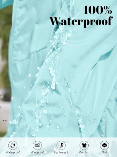 CRIPOM Light Weight Rain Jacket Women Waterproof Windbreaker Travel Rain Coats for Women Packable S-XXL - color: Blue, size: Medium