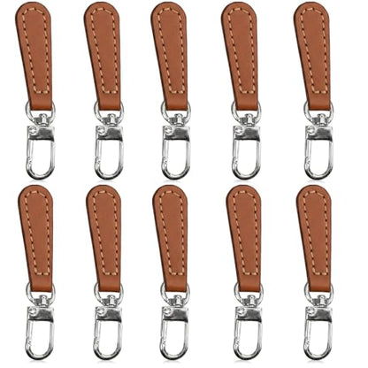 10 Pack Zipper Pull Replacement Leather Handle Detachable Zippers Repair Tab Leather Zipper Pull for Luggage Backpacks Suitcases Jackets Purses Handbags