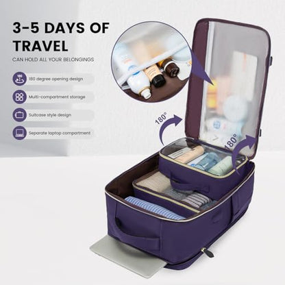 LOVEVOOK Travel Backpack for Women, 40L Carry On Backpack with 3 Packing Cubes,TSA Personal Item Travel Bag Airline Approved, Water Resistant Weekender Overnight Luggage Daypack, Fits 17 Inch Laptop - color: H-blue-purple-black, size: Large - 17.3 Inch -