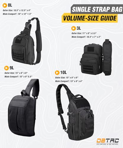 DBTAC Tactical Personal Defense EDC Bags & Packs | 10L Military Shoulder Backpack with Sling for Concealed Carry, Range, Travel, Hiking, Outdoor Sports (Charcoal Camo) - color: Charcoal Camo