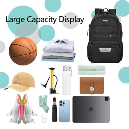 Soccer Backpack for Men and Women,Sports Bag with Ball Compartment,Gym Backpack with Shoe Compartment - color: Black