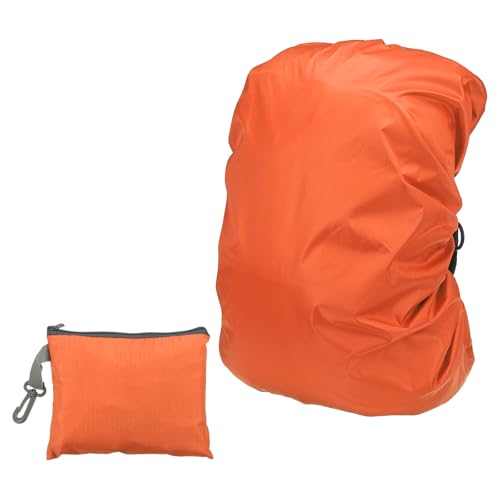 PATIKIL Waterproof Backpack Rain Cover, Oxford Cloth Backpack Cover Anti-Slip Cross Buckle Straps & Drawstring Bag for Hiking - color: Orange, size: X-Small