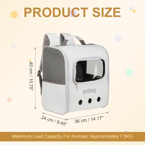 Pet Backpack Carrier, Portable and Ventilated, Oxford Cloth, Dogs Cats and Small Animal Travel Bag 14.17", (White, 1 Pcs), Intended for Hiking/Camping/Traveling - color: White