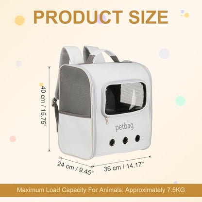 Pet Backpack Carrier, Portable and Ventilated, Oxford Cloth, Dogs Cats and Small Animal Travel Bag 14.17", (White, 1 Pcs), Intended for Hiking/Camping/Traveling - color: White