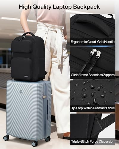MILADA Expandable Travel Backpack 28L to 39L, TSA-Approved Carry On Backpack with 17 Inch Laptop Compartment, School Business Work Backpack for Men & Women, Black - color: Black