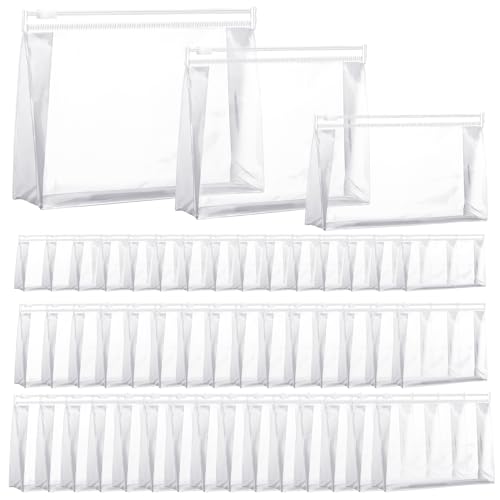 Xuniea 50 Pcs Mini Clear Makeup Bag Small Clear Zipper Pouch Travel Plastic Cosmetic Organizer Waterproof for Toiletries Swimsuit Bikini Bathing Suit(7.1'',8.6'',9.8'',Transparent) - color: Transparent, size: 11in,7.8in,7.4in
