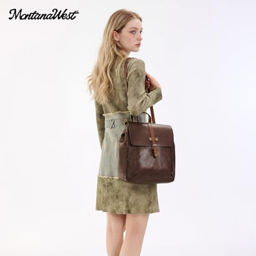Montana West Backpack Purse for Women Casual Daypack Convertible Crossbody Backpack for Travel Work - color: Coffee