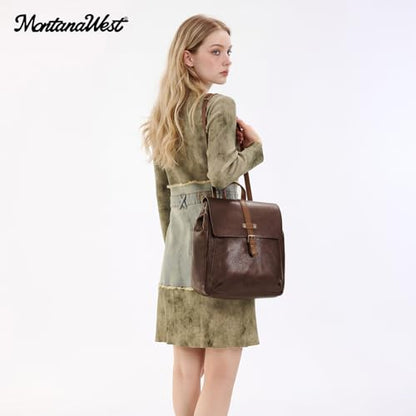 Montana West Backpack Purse for Women Casual Daypack Convertible Crossbody Backpack for Travel Work - color: Coffee