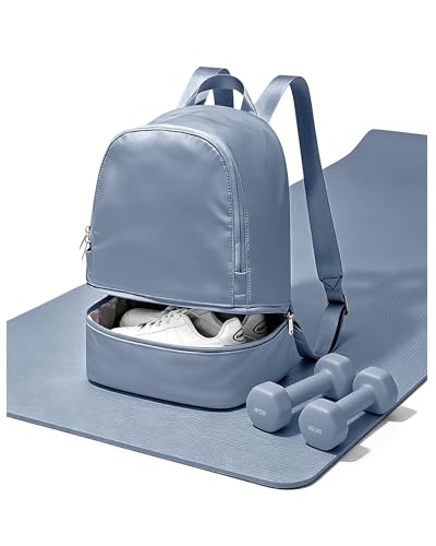Small Gym Backpack for Women, Office-to-Gym Casual Daypack with Shoe Compartment, Lightweight Water Resistant Small-Size Bag, Clean Fit Style Work Backpack for Daily Use, Blue - color: M3-blue