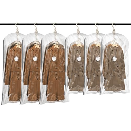 TAILI Hanging Vacuum Storage Bags Space Saver Bags, Vacuum Sealer Bags for Clothing, Suits and Jackets, Closet Organizers and Storage, (3 Long, 3 Short) Clear - color: Clear, size: 6 Combo