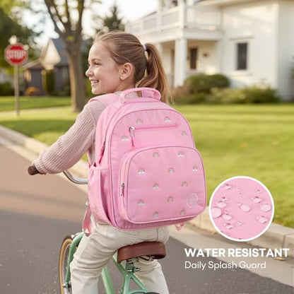 mibasies Girls Backpacks Ages 5-8: Quilted Backpack for Kids - Cute 15 Inches Bookbag for Kindergarten Elementary School Rainbow Pink - color: Rainbow Pink, style: Kids-15"h