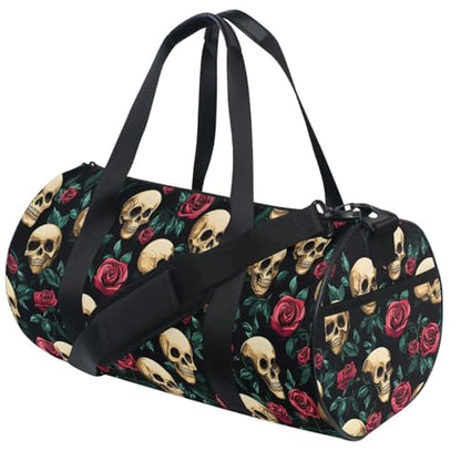 MNSRUU Duffel Bags Cute Skulls Roses Sports Gym Bag Travel Luggage Overnight Bags for Men Women Duffel Bags for Traveling - color: Goth 11