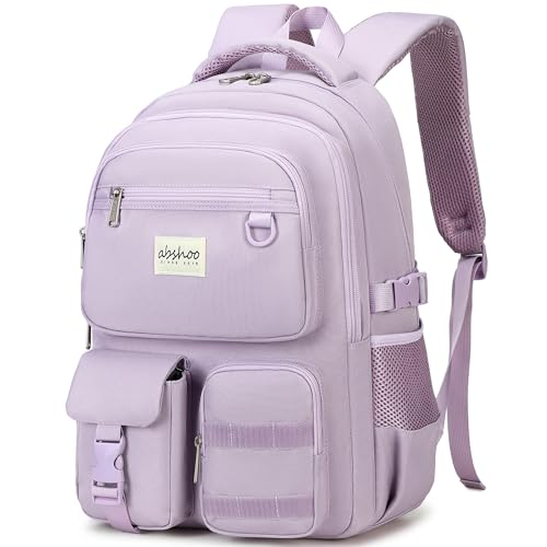 abshoo Large Heavy Duty Backpack For School College Bookbag Casual Multi Pocket Travel Backpacks - color: Light Purple