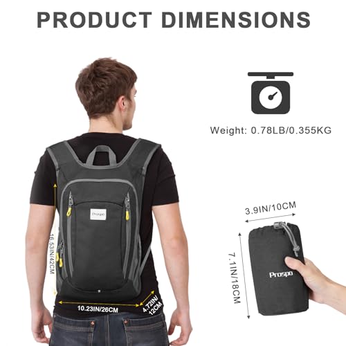 Prospo 12L Hiking Backpack Small Lightweight Travel Backpack for Women Men Casual Foldable Shoulder Bag - color: Dark Grey