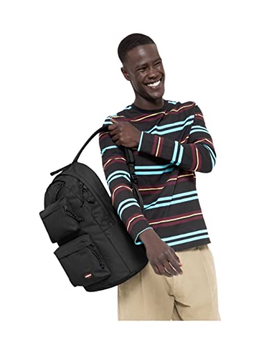 EASTPAK Padded Double – 24L Squared Backpack with Dual Front Pockets, 13” Laptop Sleeve, Bottle Holder & Padded Straps, Black - color: Black