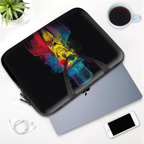 14 15 15.4 15.6 inch Laptop Handle Bag Computer Bag, Pouch Holder Notebook Sleeve Cover Soft Case Compatible for Dell,Lenovo,Toshiba HP, Asus Notebook-Colorful Line Skull Gentleman - color: Colorful Line Skull Gentleman