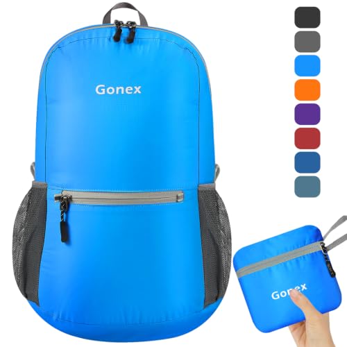 Gonex Packable Daypack Backpack 20L Lightweight Foldable Travel Bag - color: Blue