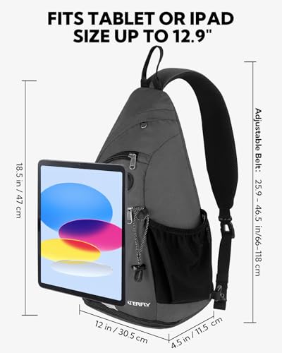 WATERFLY Sling Bag Sling Backpack Small Crossbody Shoulder Bag for Men Women Traveling Cycling Hiking Daypack - color: Dark Grey
