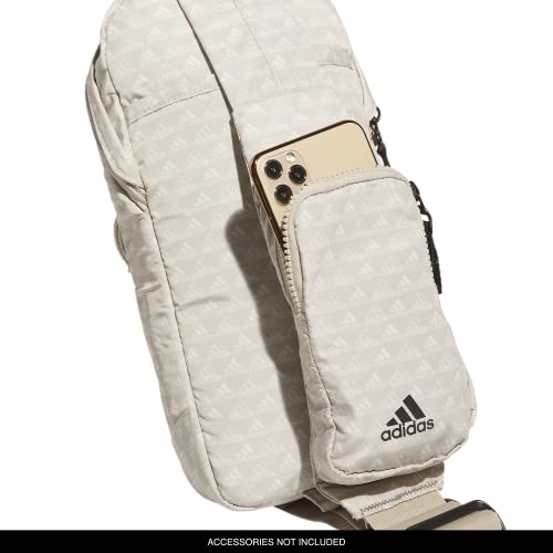 adidas Essentials Sling Small Crossbody Bag for Women and Men (5L), Bos Mini Monogram Wonder Beige/Black/2.0, One Size - color: Bos Mini Monogram Wonder Beige/Black/2.0