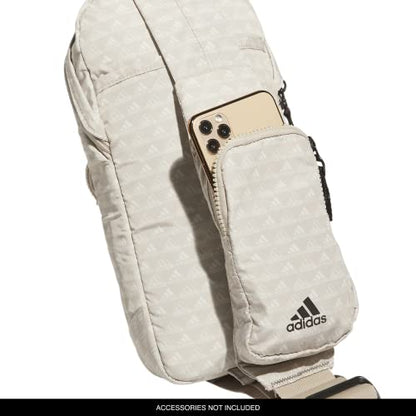 adidas Essentials Sling Small Crossbody Bag for Women and Men (5L), Bos Mini Monogram Wonder Beige/Black/2.0, One Size - color: Bos Mini Monogram Wonder Beige/Black/2.0