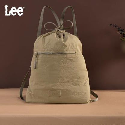 Lee Drawstring Backpack Bag Lightweight Small Gym Swim Beach Bag Water Resistant Sports Sackpack for Men Women, LEE48-002KH - color: Khaki