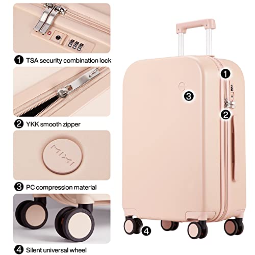 mixi Luggage Suitcase with Spinner Wheels, Hardside Rolling Suitcase PC with Cover & TSA Lock Lightweight Travel Case 26in Checked in, Pink - color: Pink, size: 26in Checked in