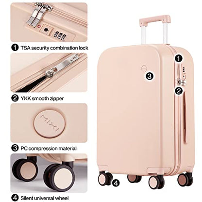 mixi Luggage Suitcase with Spinner Wheels, Hardside Rolling Suitcase PC with Cover & TSA Lock Lightweight Travel Case 26in Checked in, Pink - color: Pink, size: 26in Checked in